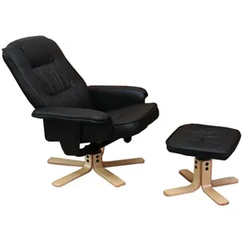 Mendler Relaxsessel M56 Kunstleder 80 x 100 x 80 cm Schwarz mit Hocker