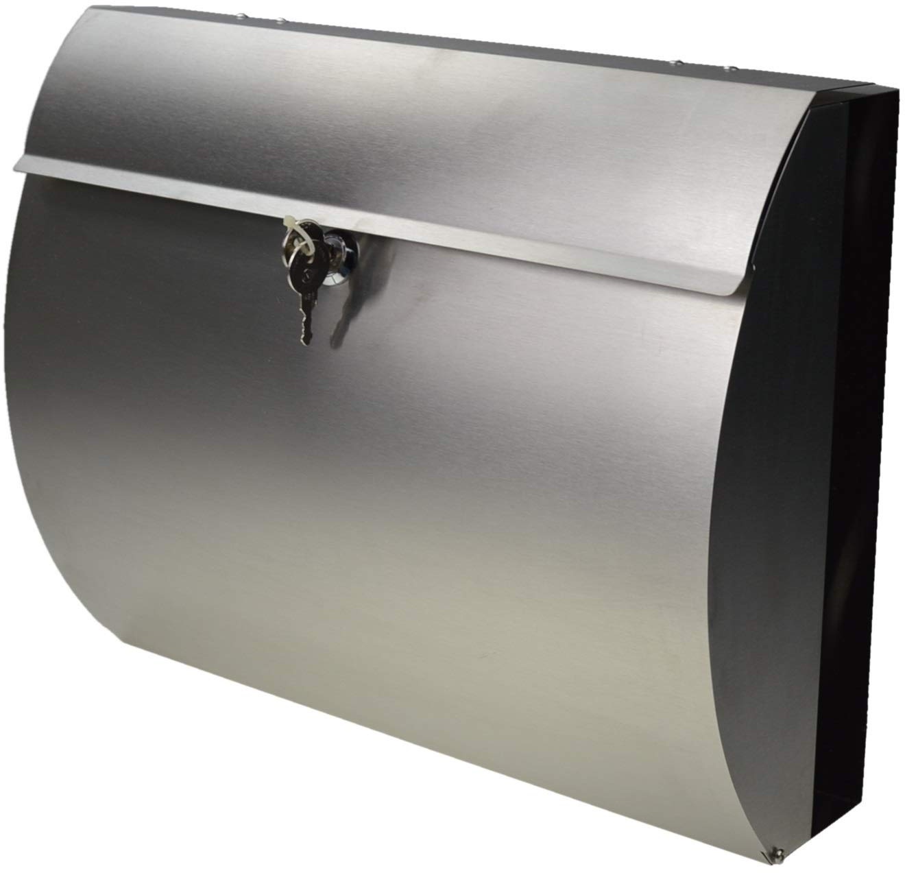 Chrom/Metallic Briefkasten mit Zeitungsfach, Design & Modern Briefkasten Postkasten Mailbox A4 Einwurf-Format Abschließbar Noyan® (Doppelwand)
