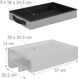 Relaxdays Nachttisch klemmbar, Bambus, Hxbxt: 14x37x26,5 cm, Schublade, Getränkehalter, Bettablage zum Einhängen, weiß