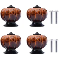 NAKUPENDA Keramik Schrankknöpfe 4 Stück Vintage Kürbis Keramik Möbelknauf Schrankgriffe Keramikknöpfe mit Schrauben für Küchenschrank Schubladen Kommode Kleiderschrank (Orange)