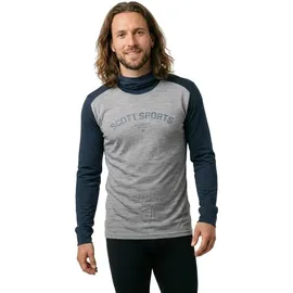 Scott Defined Merino Langarmshirt Dunkelblau/Grau Melange XL