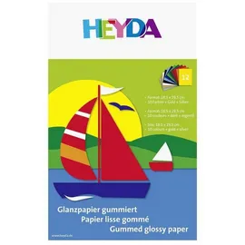 Brunnen Heyda Glanzpapier-Bastelmappe (Buntpapier) | 18,5×29,5 cm, 12 Blatt, 80 g/m2