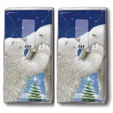 20 Taschentücher (2x 10) Taschentücher Kuschlige Eisbären/Tiere / Winter/Weihnachten