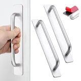 shuokang 2 Stück Selbstklebende Möbelgriffe, Aluminium Schrankgriffe, Schubladengriffe, Türgriffe, Ohne Bohren Griff für Kleiderschrank, Küche, Schiebetür, Balkontür (212mm, Silber)