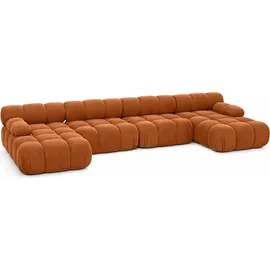 kaiser möbel Ecksofa U-Form XL, Stoff Velours Salvador, Braun, Selia U XL - Braun