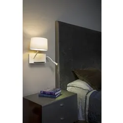 handy sx, weiße metall-wandleuchte mit led links, faro barcelona