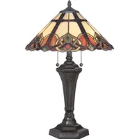 Elstead Lighting Tischleuchte Schreibtischlampe Beistelllampe Tiffany-Glas Stahl bronze bunt