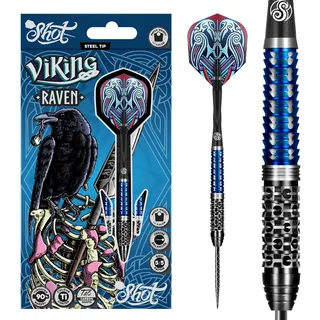 Viking Raven Steel Tip Dart Set | 90% Tungsten Steeltip Darts | Hochwertige Dartpfeile Set mit Schäften und Flights | Präzision und Kontrolle | 23 Gramm