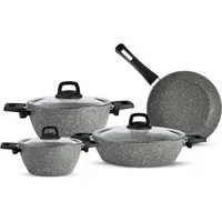 Famanu Kochtopfset 7-teilig mit Glasdeckeln - -Granite