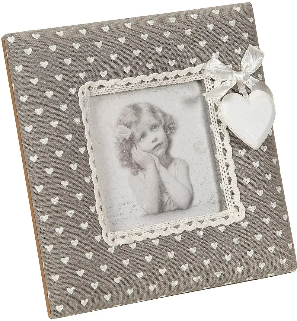 Einzelrahmen AMBIENTE HAUS "Stoff Fotorahmen - grau 16x16cm", grau, B:16cm H:16cm T:2cm, MDF, Stoff, Bilderrahmen