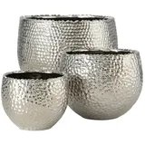 Boltze Pflanztopf Lajos 3-teilig (Blumentopf-Set, edles Design, ø 24 cm/ 13 cm/ 17 cm, Übertopf für Zimmerpflanzen) 5339700, Silber