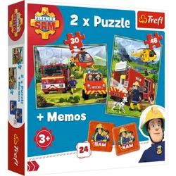 TREFL 90791 2-in-1-Puzzle+Memo Feuerwehrmann Sam