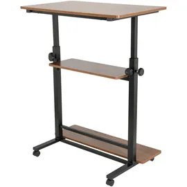 HJH Office Workstation II 80x50 cm Mobiler Computertisch mit Rollen, Laptoptisch, Schwarz/Walnuss 830070