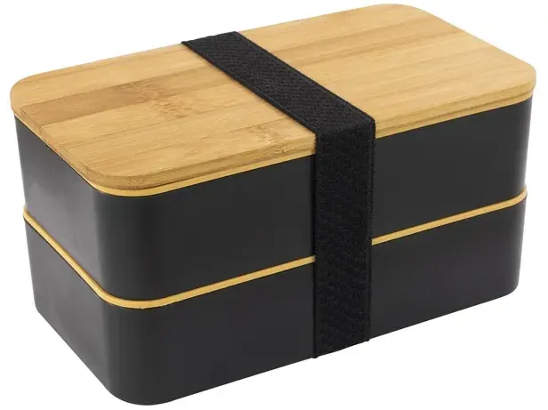 Moritz & Moritz Lunch Box  mit Besteck - schwarz, Holz