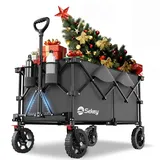 Sekey XXL Plus Bollerwagen Faltbar 200L 200KG Tragkraft, Faltbarer Bollerwagen Geländetauglich mit Bremsen, Handwagen Patentiert Klappbar aus Vier Richtungen, XXL-PlusG 4010, Anthrazit
