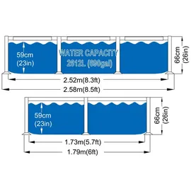Avenli Pool, Blau, Kunststoff, Uni, 2,612 L, Rechteckig, 179x66x258 cm, Freizeit, Pools und Wasserspaß, Pools