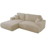 MKS Ecksofa, OVO L Creme Plüsch, - Links Seite