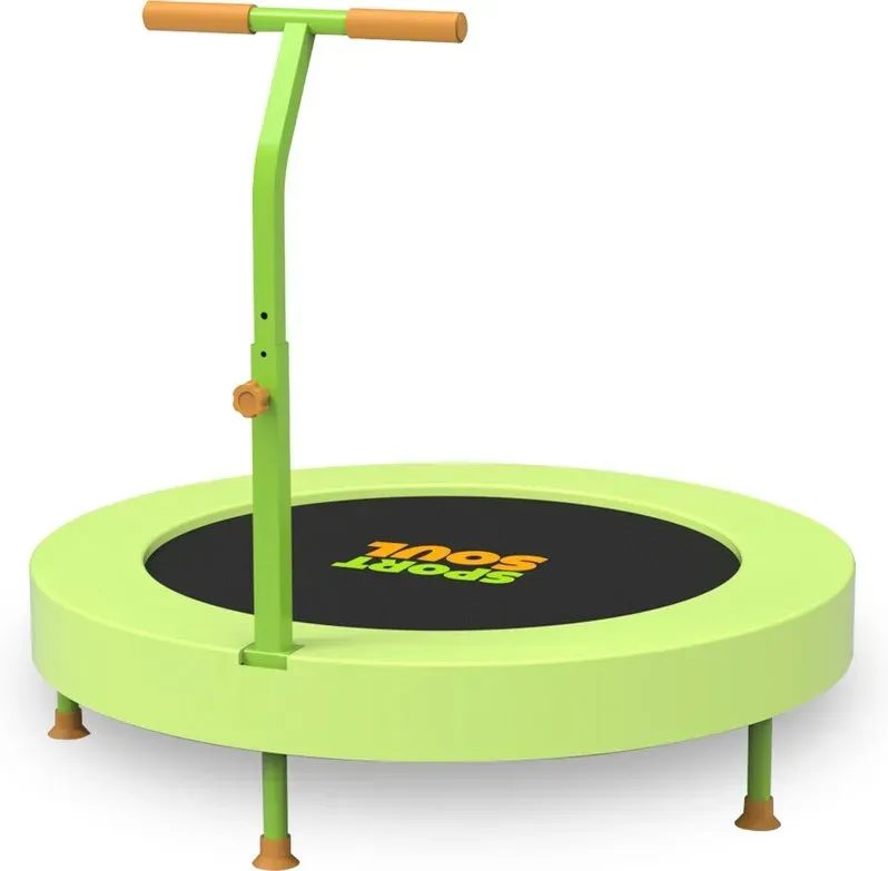 SPORTSOUL Mini-Trampolin für Kinder, 36 Zoll Rebounder-Widerstandsbänder, 25 kg Belastbarkeit, mit verstellbarem T-förmigem Stab