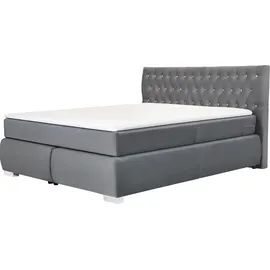 LEONIQUE Boxspringbett LEONIQUE "Rumba", grau (hellgrau), B:170cm L:213cm, Samtoptik (100% Polyester), Komplettbetten, Boxspringbett Seniorenbett Polsterbett, Taschenfederkern-Matratze in Härtegrad 3, in 4 Breiten, incl. Topper