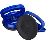 Relaxdays Saugheber 2er Set, Transport von Scheiben, Fliesen & Platten, Glasheber bis 45 kg, Saughalter Ø 12 cm, blau,