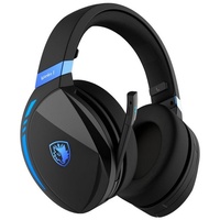 SADES Warden I SA-201 Gaming Headset, schwarz/blau, USB, kabellos, Stereo, Over Ear, Bluetooth 5.0, 2,4 G 3,5 mm