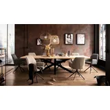 Esstisch HOME AFFAIRE "Tristan", schwarz (eichefarben, schwarz, schwarz), B:240cm H:77cm T:100cm, Tische, Esstisch, Massivholz Wildeiche mit echter Baumkante