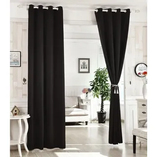 Woltu Gardinen, Vorhang für Wohnzimmer Kinderzimmer, mit Ösen, Leicht & Weich, Wärmeisolierend, 140 x 225 cm, Anthrazit