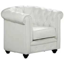 vente-unique Sessel Chesterfield Kunstleder 82 x 72 x 78 cm Weiß