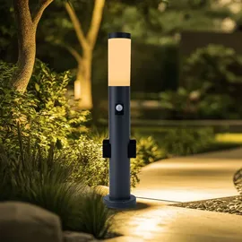 GLOBO RGB LED Sockelleuchte, Bewegungsmelder 2x Steckdose - Grau