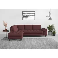 Ecksofa SIT & MORE "Westham L-Form", lila (chianti), B:261cm H:88cm T:179cm, 90% Polyester 10%Polyamid, Sofas, mit Ottomane, mit oder ohne Bettfunktion, Bettkasten, Verstellung
