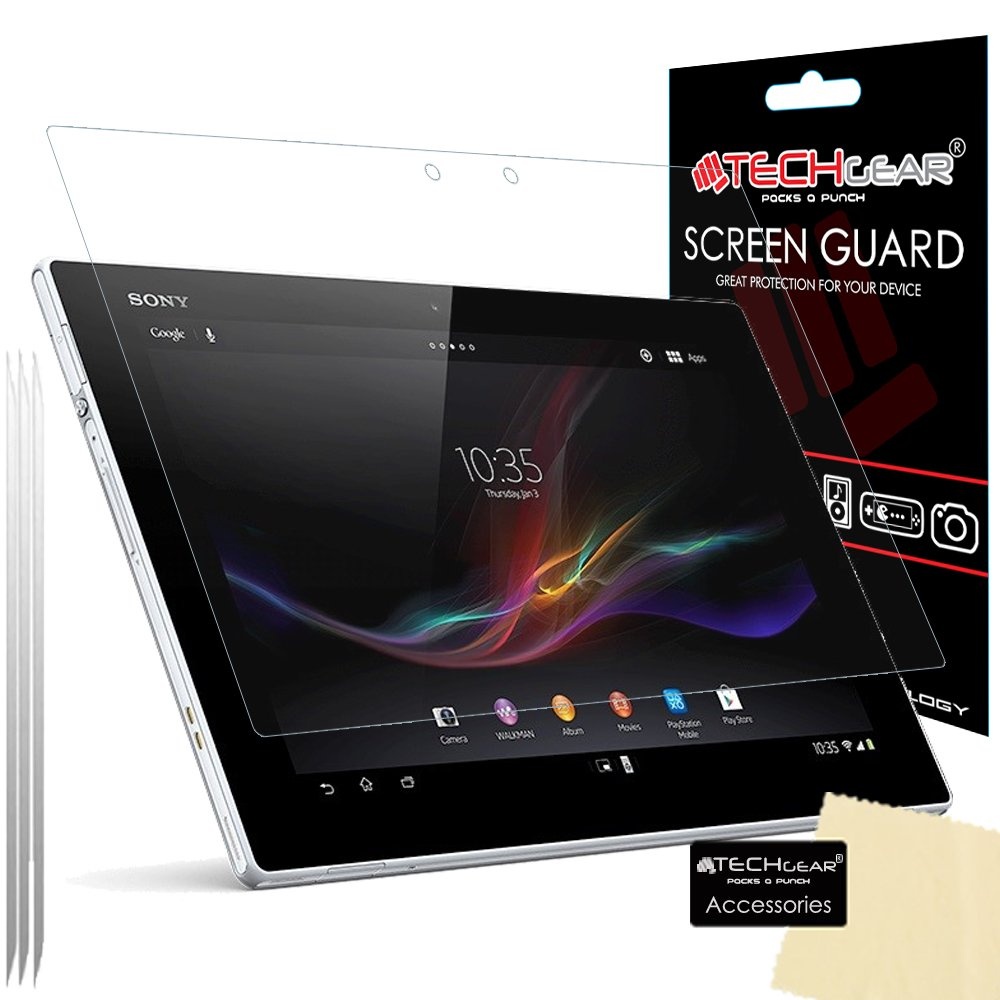 TECHGEAR [3 Stück Displayschutz für Xperia Z2 Tablette - Ultra Klare Schutzfolie für Sony Xperia Z2 Tablette - mit Reinigungstuch + Applikationskarte