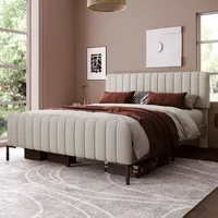 Flieks Polsterbett 180x200cm Doppelbett mit Lattenrost, Massivholzbett Jugendbett mit