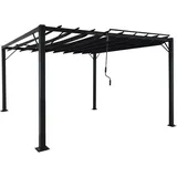 Mendler Pergola HWC-L40, Garten Lamellen-Pavillon Terrassenüberdachung, 8cm-Alu-Gestell Stoff/Textil, 3x3m anthrazit