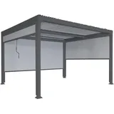 Mendler Alu Pergola HWC-L41 mit 3x Seitenwand, Lamellen-Pavillon, stabiles 8cm-Metall-Gestell 3x3,7m ~ anthrazit