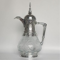 1.6L Arabische Teekanne aus glas, Marokkanische Teekanne, 24h Wärmedämmung Teekanne mit Deckel und griff, passend für Familie Nachmittagstee, Tischzubehör,Silber