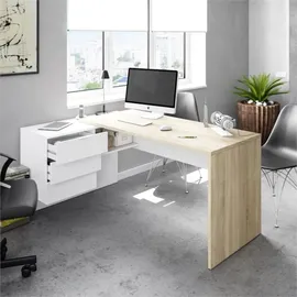 Habitdesign Schreibtisch – weiß 108x145x73h cm - Braun
