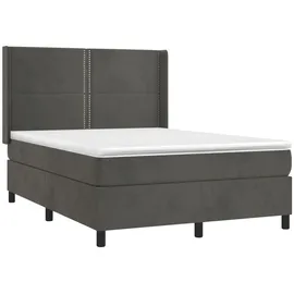 vidaXL Boxspringbett mit Matratze & LED Dunkelgrau 140x200 cm Samt