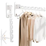 Kleiderhaken Klappbar, 2 Stück Wand Kleiderständer Wandhaken Klapphaken Kleiderhaken Wand Klappbar 180° Drehbare Kleiderhaken Kleiderstange Balkon Kleiderhaken für Balkon Waschküche Badezimmer, Weiß