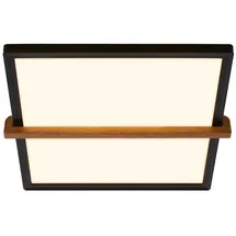 Briloner - LED Deckenlampe mit Holz, indirektes Licht, 3.000K warmweiß, Lampe, Deckenleuchte, Wohnzimmerlampe, LED Panel, Küchenlampe, Deckenbeleuchtung, 29 x 31,5 x 4 cm, Schwarz