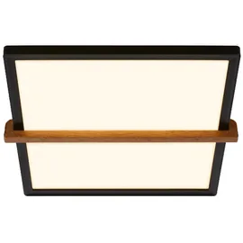 Briloner - LED Deckenlampe mit Holz, indirektes Licht, 3.000K warmweiß, Lampe, Deckenleuchte, Wohnzimmerlampe, LED Panel, Küchenlampe, Deckenbeleuchtung, 29 x 31,5 x 4 cm, Schwarz