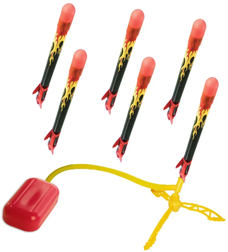 Stomp Rocket Starter-Set Spielzeug-Raketen - 6 Stück, bunt, Kunststoff/Schaumstoff - bis 120 m Flugweite, MINT-Förderung