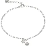 FIRETTI Fußkette FIRETTI "Schmuck Geschenk Körperschmuck Maritim Seestern+Muschel Ankerkette", silber (edelstahlfarben), Fußketten, Damen, Edelstahl