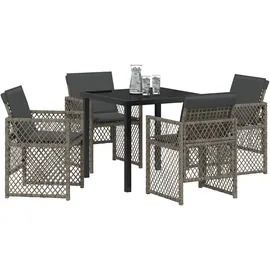 vidaXL Garten Essgruppe 5 pcs Grau Poly Rattan
