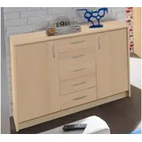 möbelando Kommode Standschrank Anrichte Sideboard Beistellschrank Holzkommode Olli VII Buche