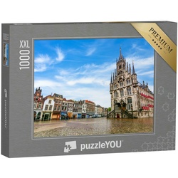 puzzleYOU Puzzle Puzzle 1000 Teile XXL „Rathaus von Gouda am Marktplatz, Niederlande“, 1000 Puzzleteile, puzzleYOU-Kollektionen Holland