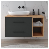 Planetmöbel LUX Waschtischunterschrank mit Regal 100 cm Gold Eiche