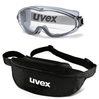 UVEX Vollsichtbrille ultrasonic 9302 - Set inkl. Textil-Etui - 9302285/9302245 - Vollsicht-Schutzbrillen mit klarer Scheibe, beschlagfrei, kratzfest, Farbe:grau-schwarz/klar