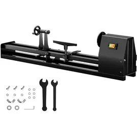 Wiltec Drechselbank 350 W mit verstellbarem Reitbock, Drechselmaschine mit Planscheibe u. Sicherheitsschalter, Drehbank für Holz bis 1000 mm Länge