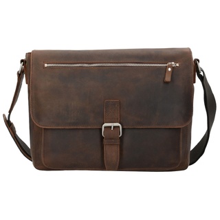 LEONHARD HEYDEN Salisbury Umhängetasche Leder 34 cm Laptopfach Braun