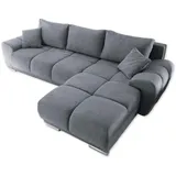 ed exciting design Ecksofa ANTON mit Bettfunktion, Bettkasten Rücken- und Zierkissen, grau